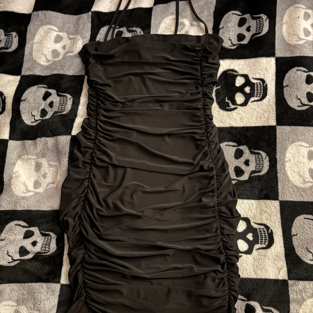 Windsor Black String-straps Ruched Dress